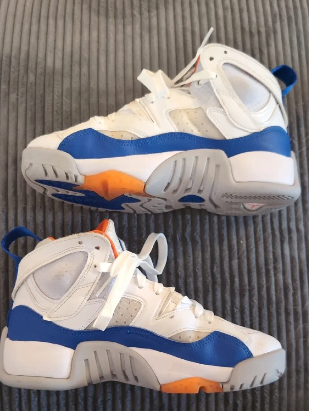 Jordan Kids White, Blue & Orange High-Top Sneakers